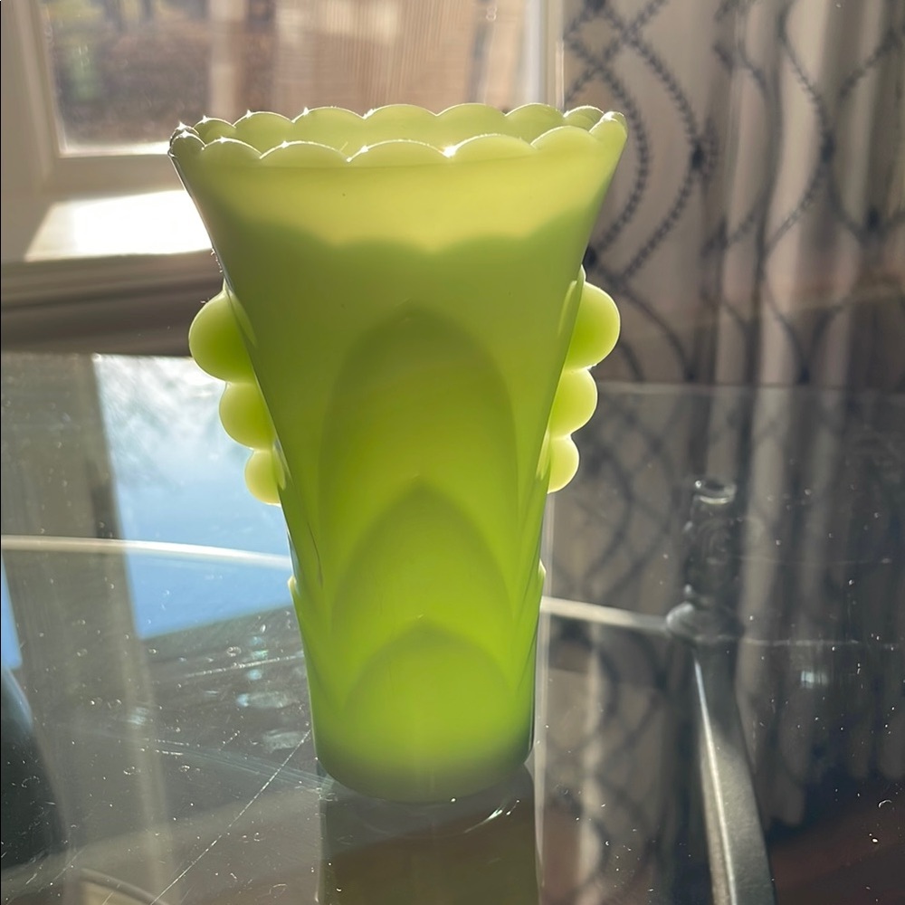 Jadeite Fire King Anchor Hocking Green Art Deco Vintage Bud Vase